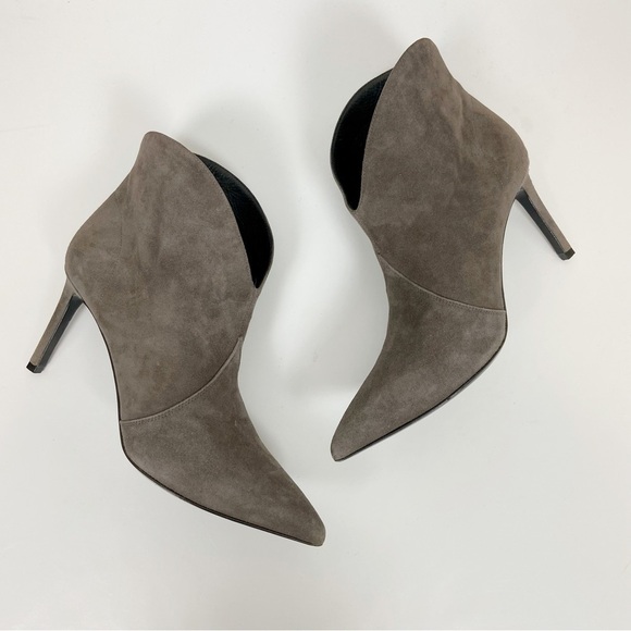 Saint Laurent Paris High Heeled Grey Suede Pointy Toe Ankle Boots Size 37 - Picture 3 of 13